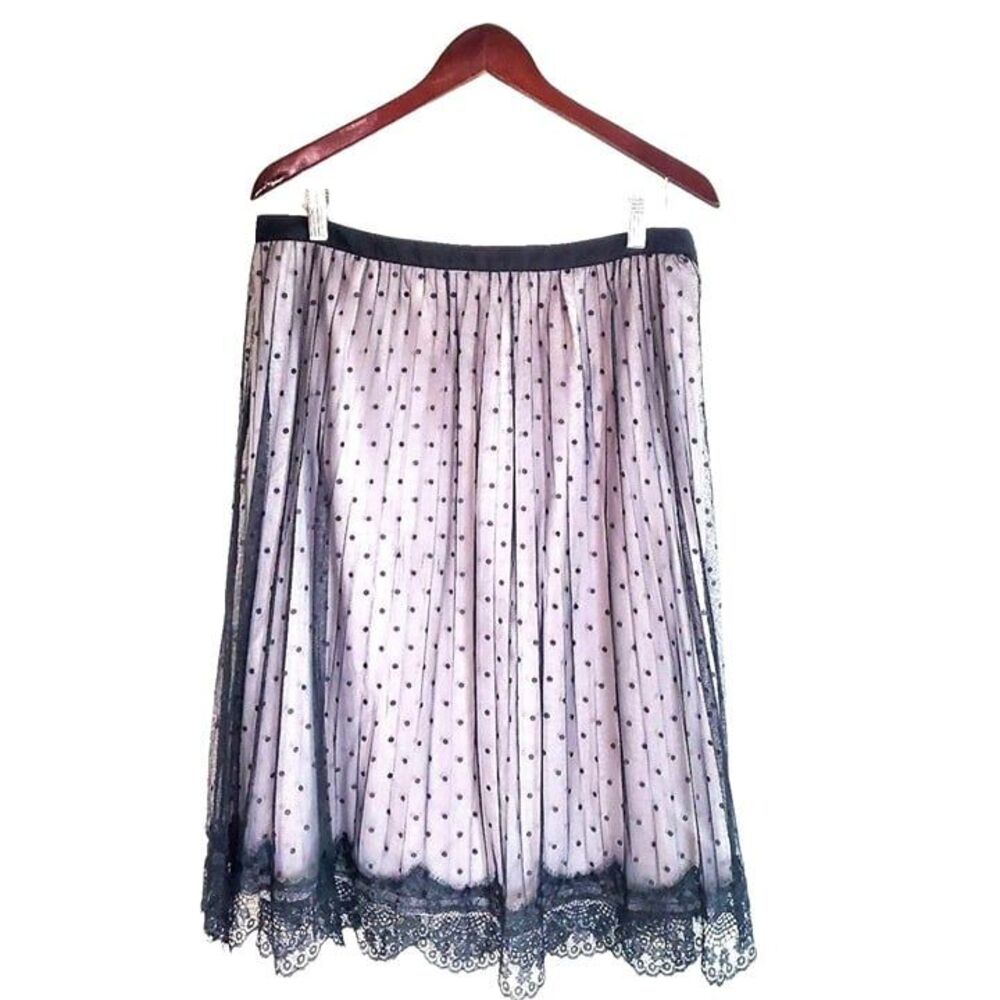 Worthington Womens Skirt 12 Midi Plus Size Sheer Overlay Nude Black